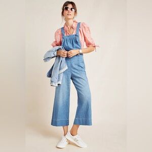 Pilcro Wide Leg Denim Jumpsuit Overalls 100% Cotton Cropped